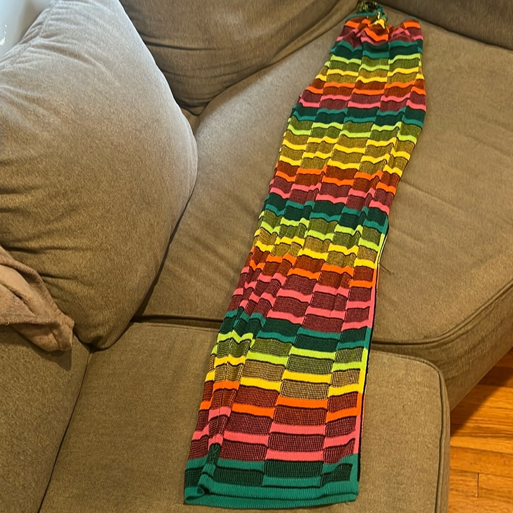 Colorful long side slit maxi dress